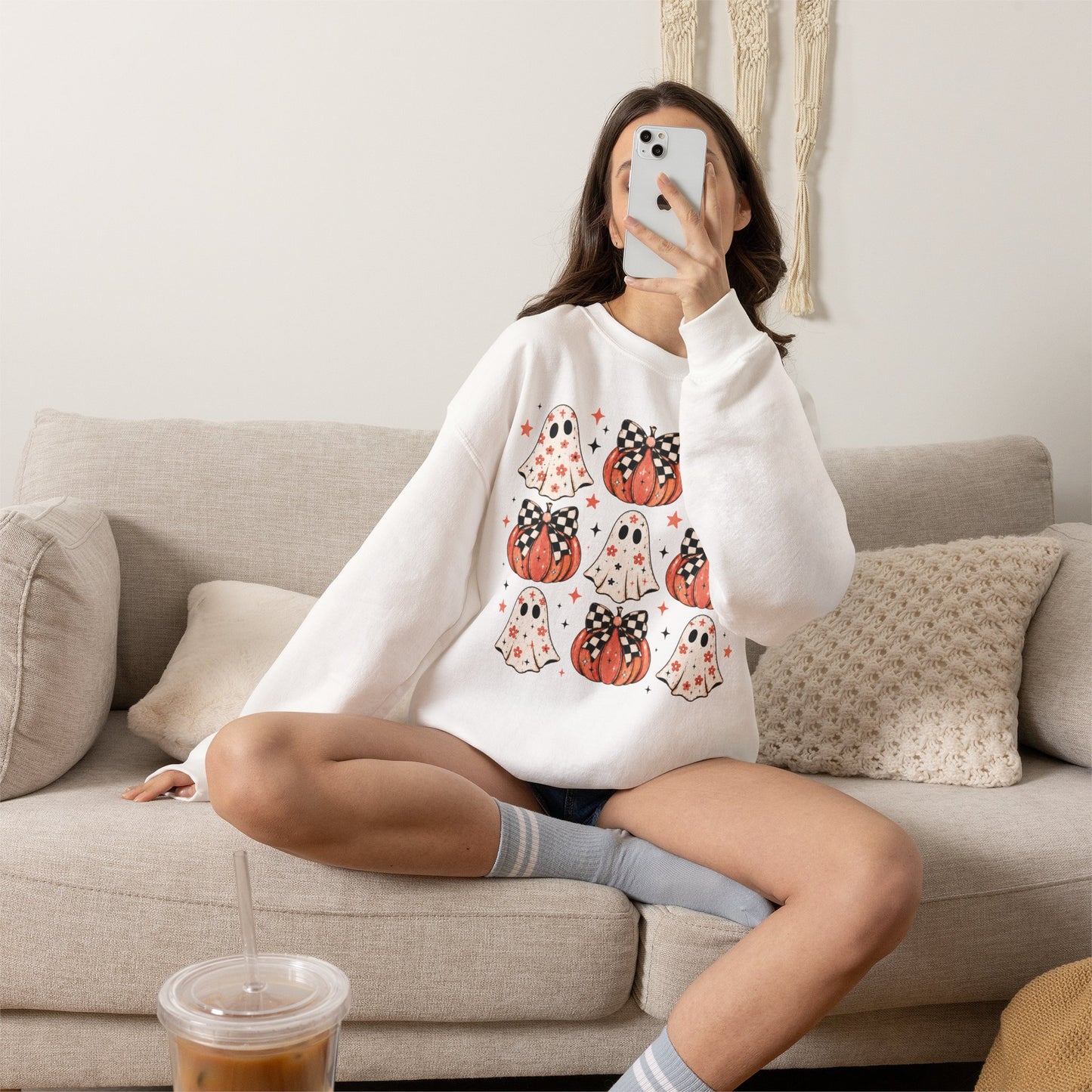 Spooky Ghost & Pumpkin Sweatshirt