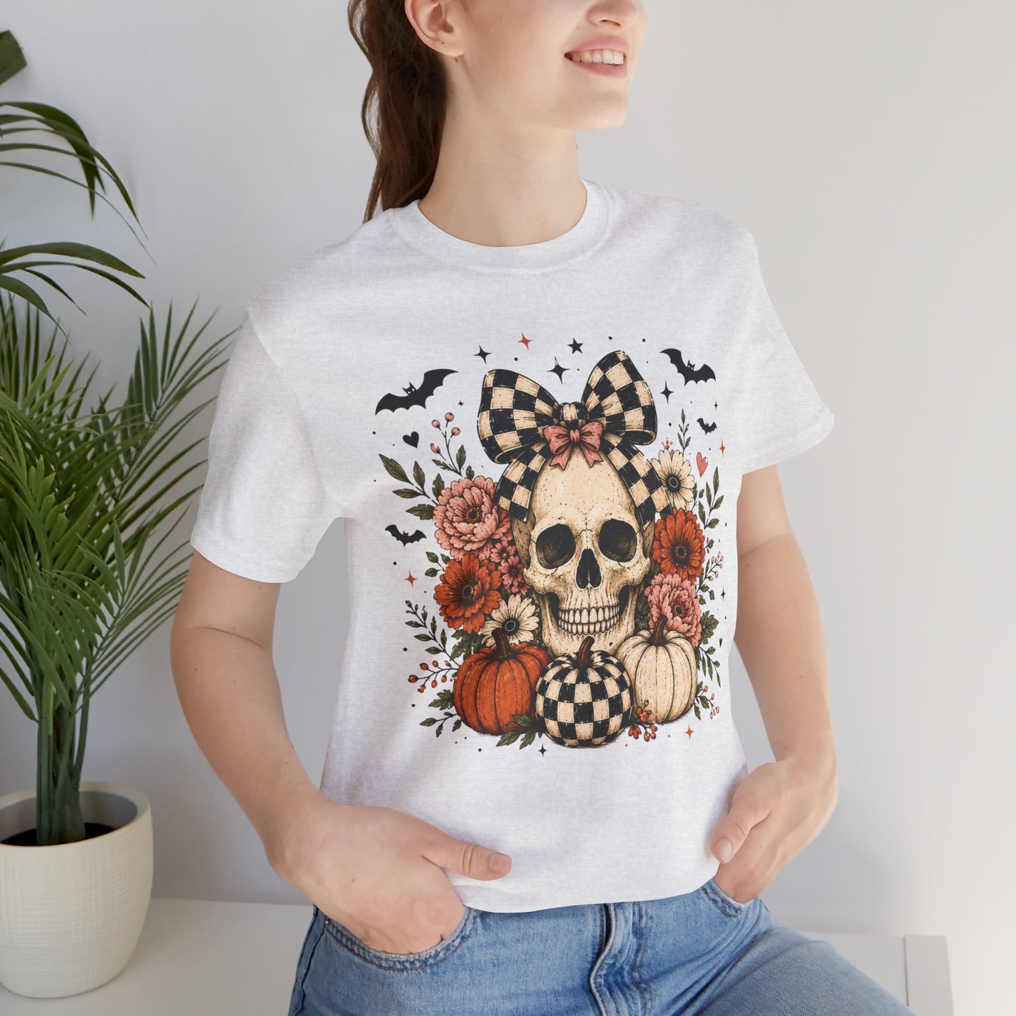 Floral Skull & Pumpkin Tee