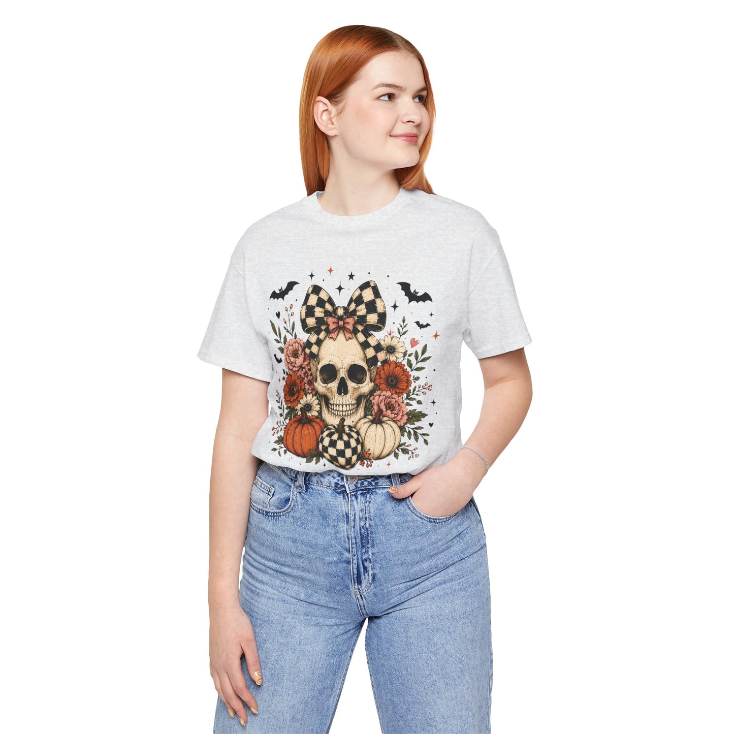 Floral Skull & Pumpkin Tee