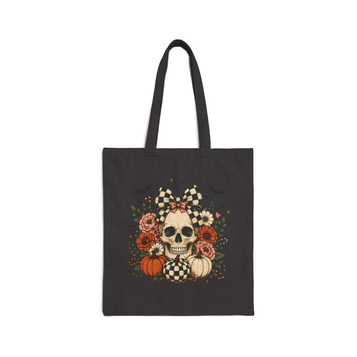 Floral Skull & Pumpkin Tote Bag