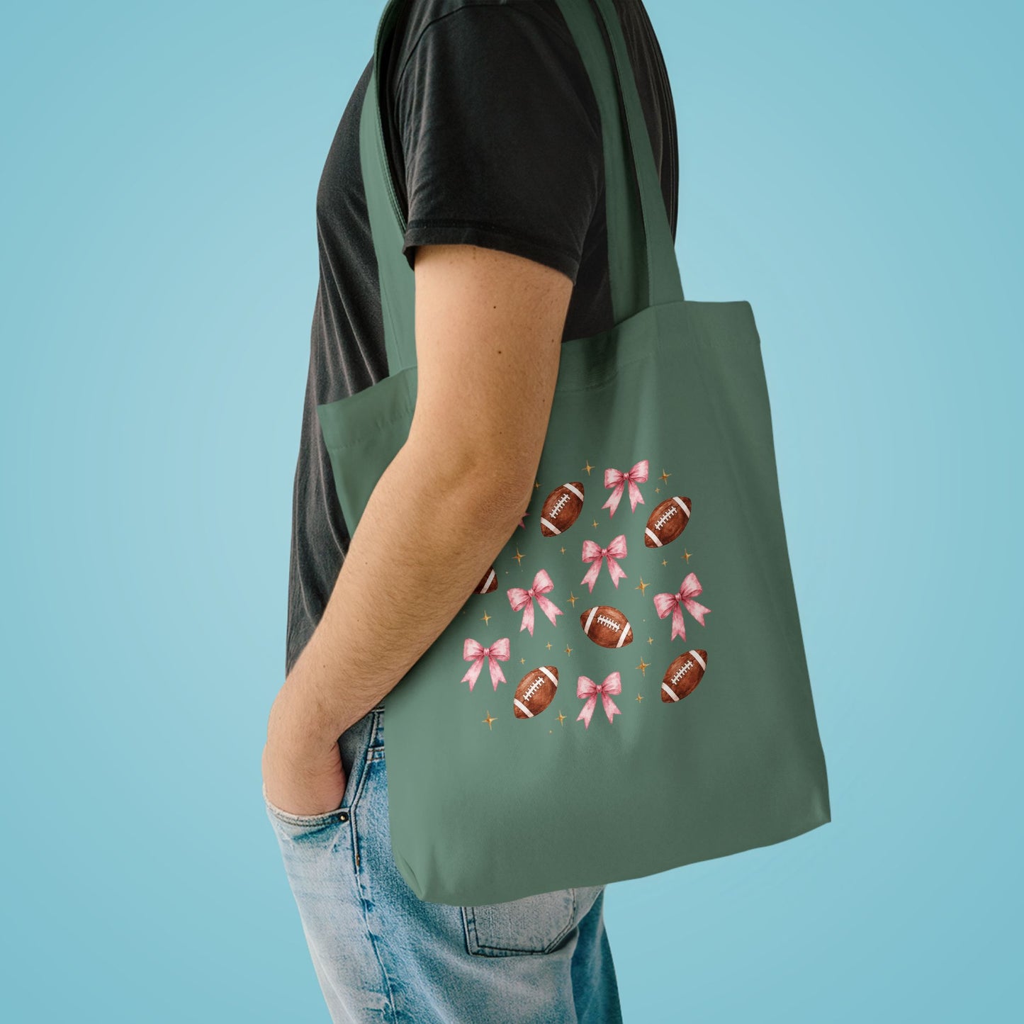 Football & Pink Bows Tote Bag