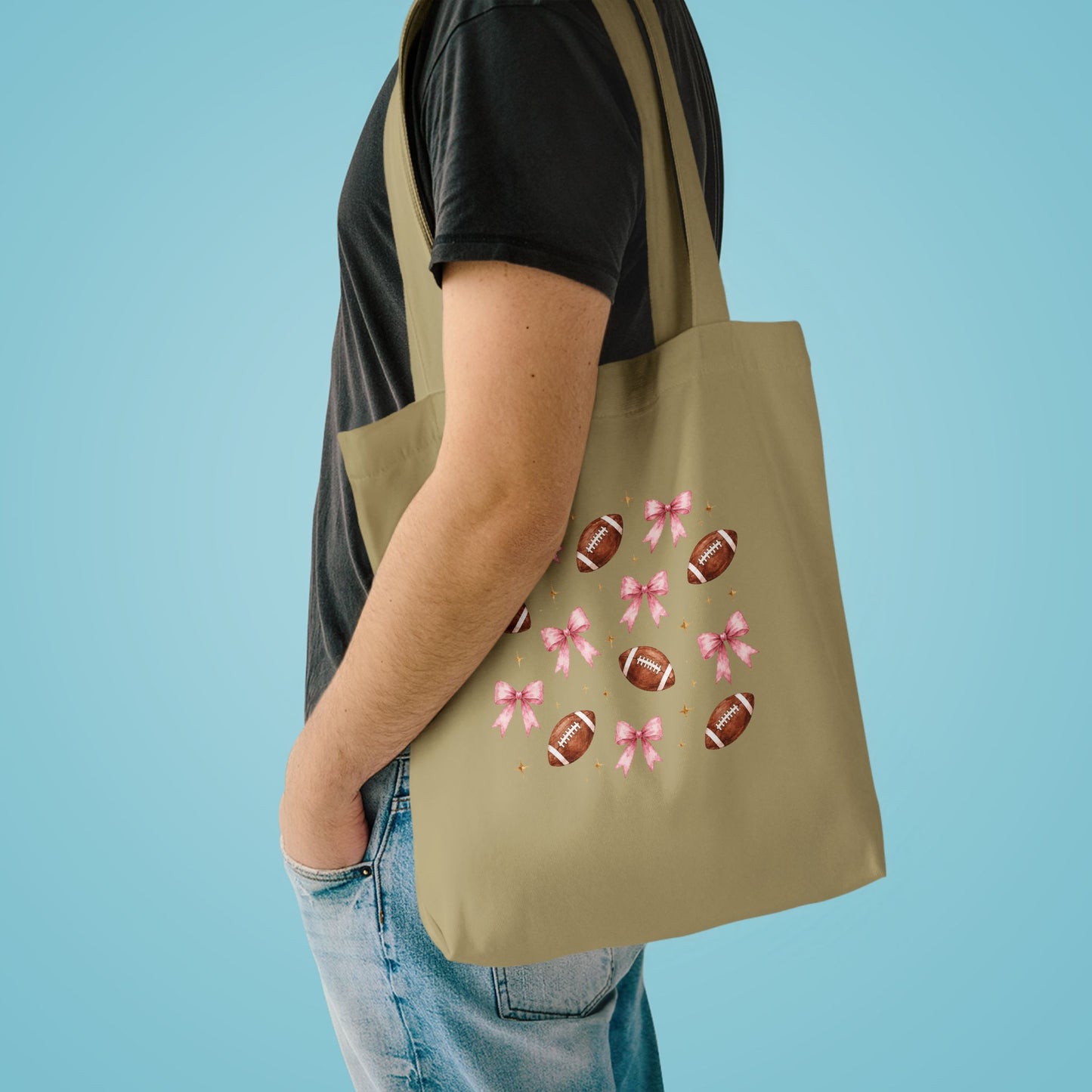 Football & Pink Bows Tote Bag