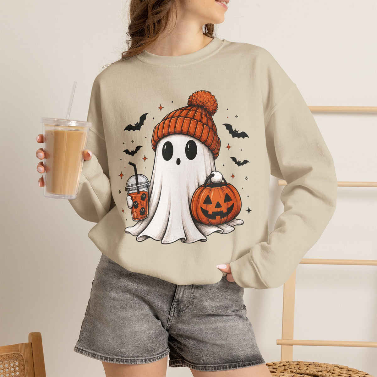 Cozy Ghost & Pumpkin Sweatshirt
