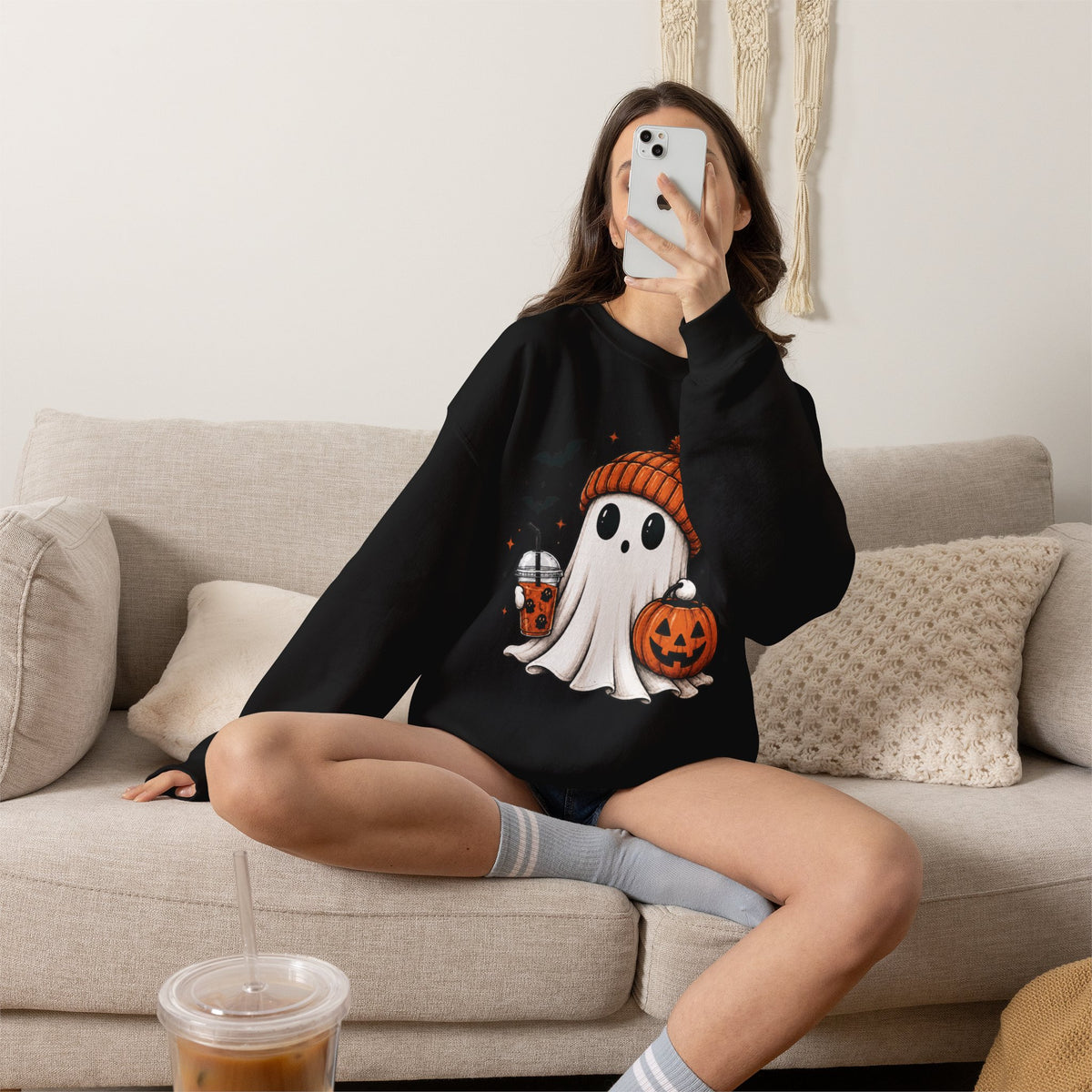 Cozy Ghost & Pumpkin Sweatshirt