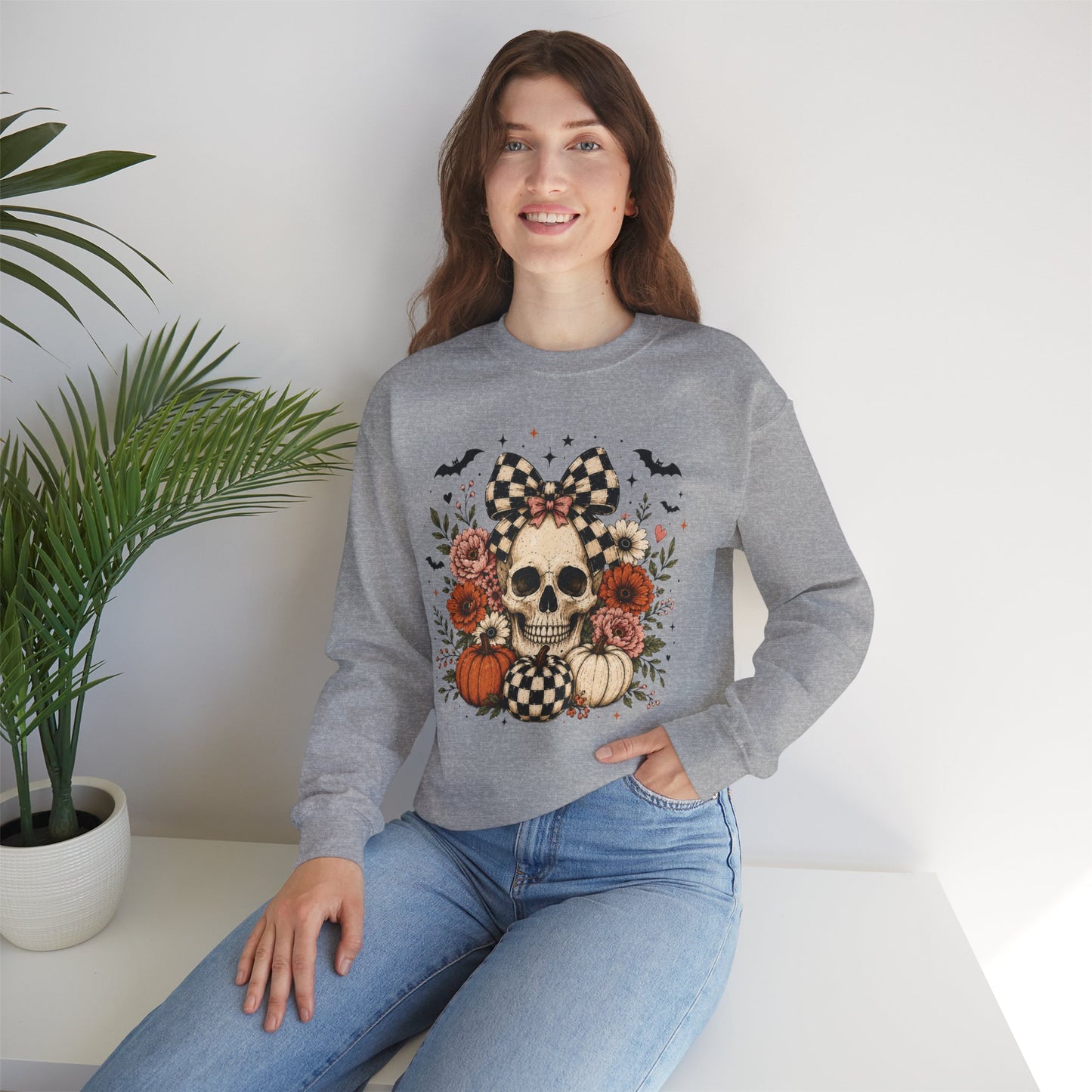 Floral Skull & Pumpkin Sweatshirt