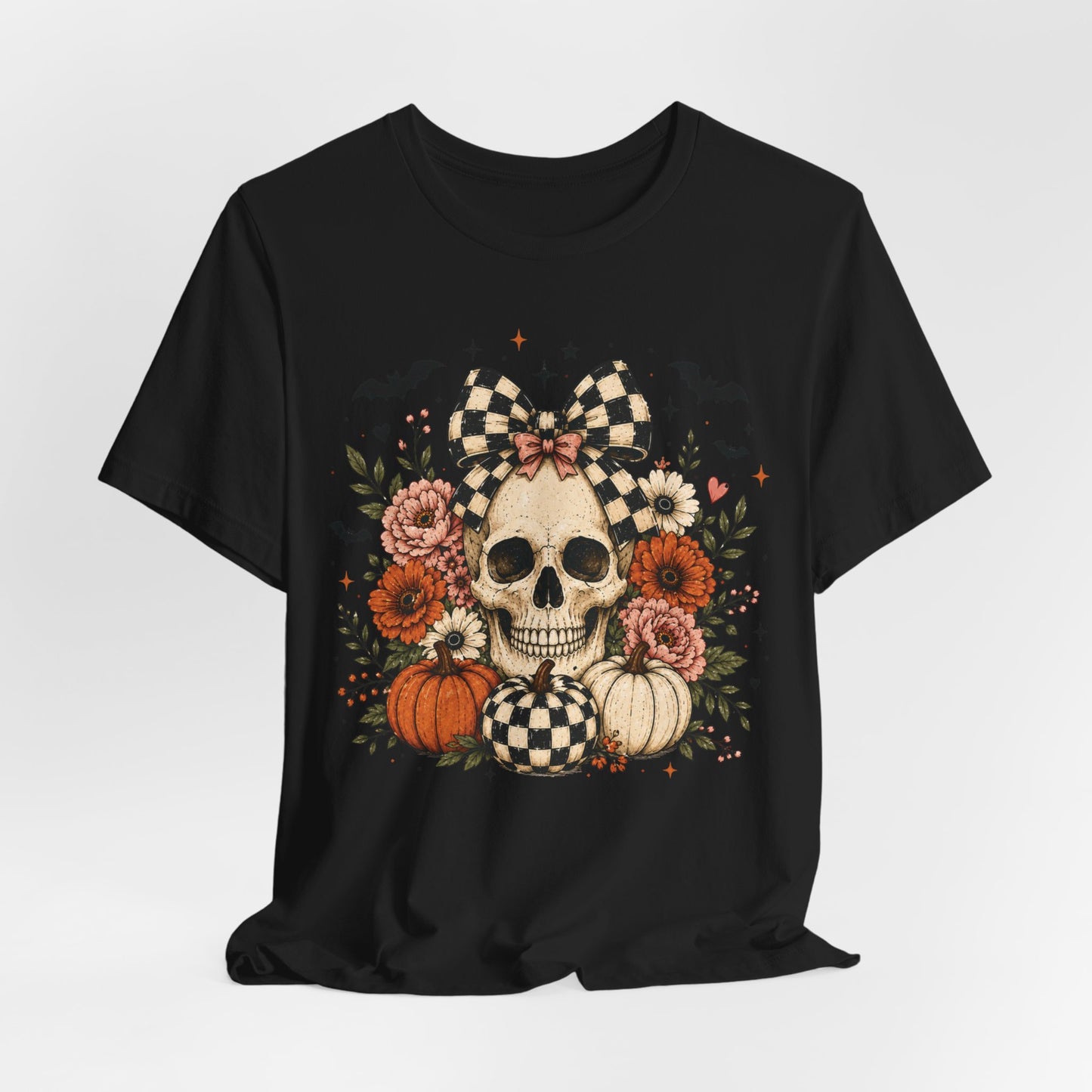 Floral Skull & Pumpkin Tee