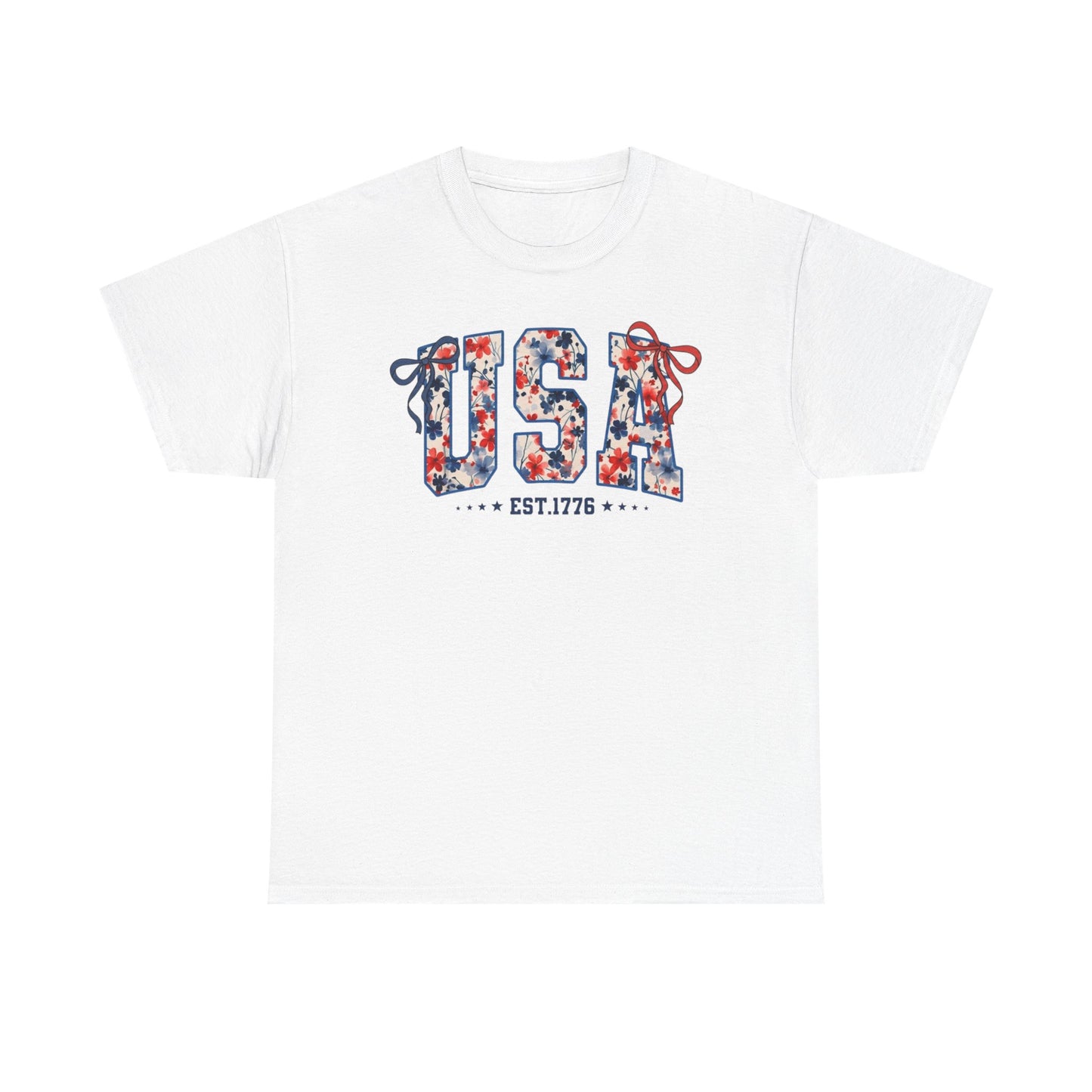 USA Floral Graphic Tee — "USA Est. 1776" Patriotic T-Shirt