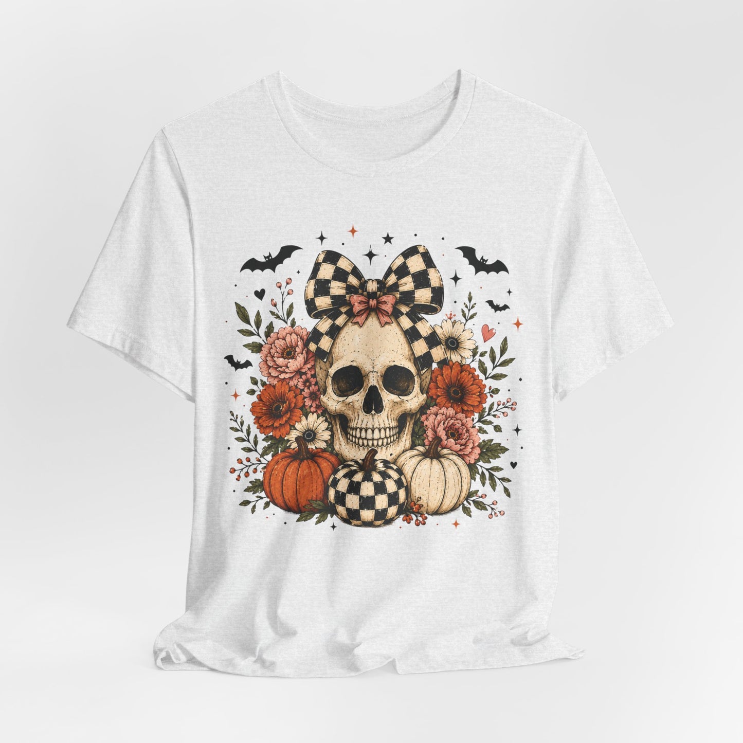 Floral Skull & Pumpkin Tee