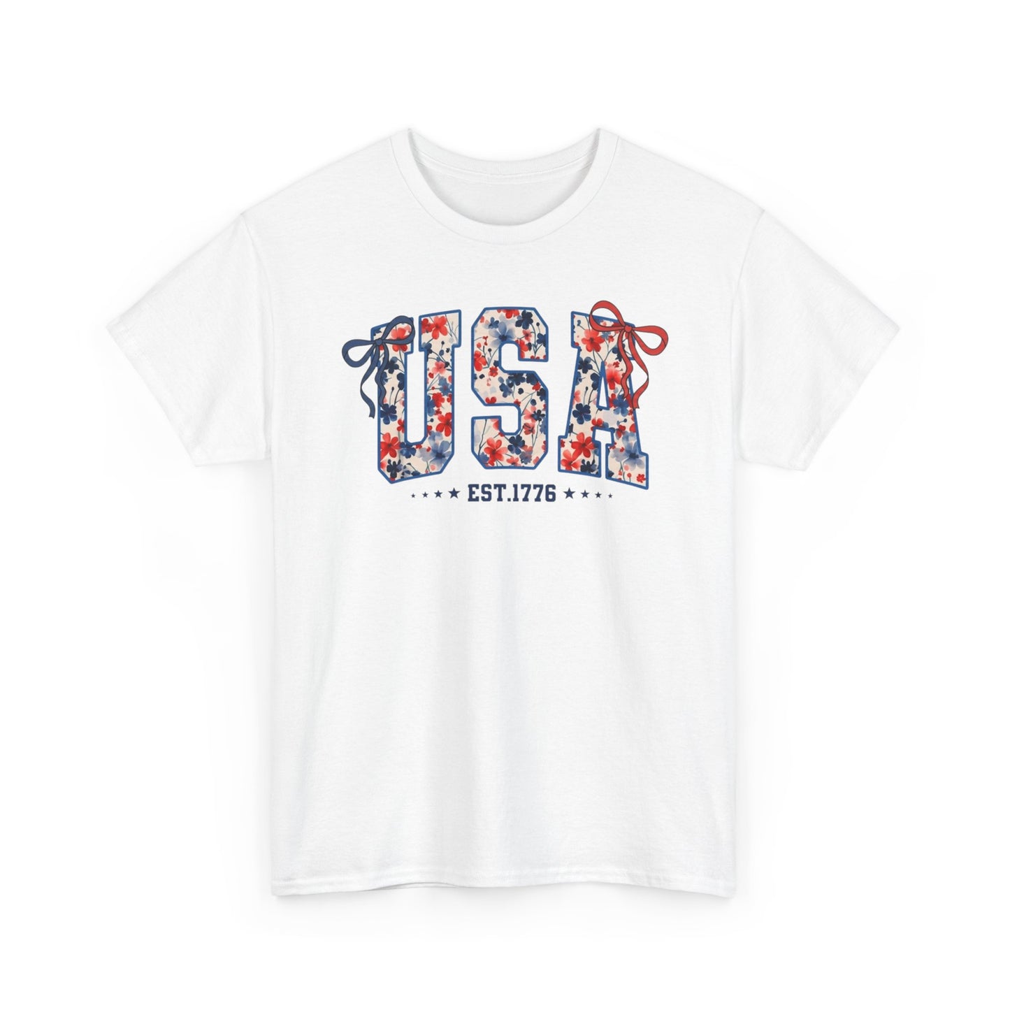 USA Floral Graphic Tee — "USA Est. 1776" Patriotic T-Shirt
