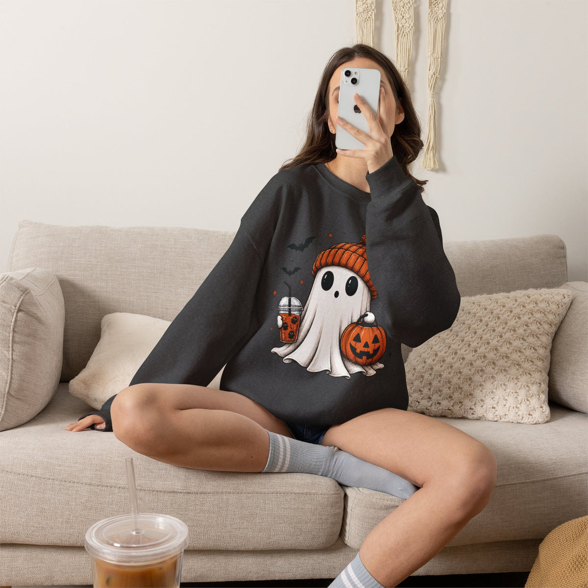 Cozy Ghost & Pumpkin Sweatshirt