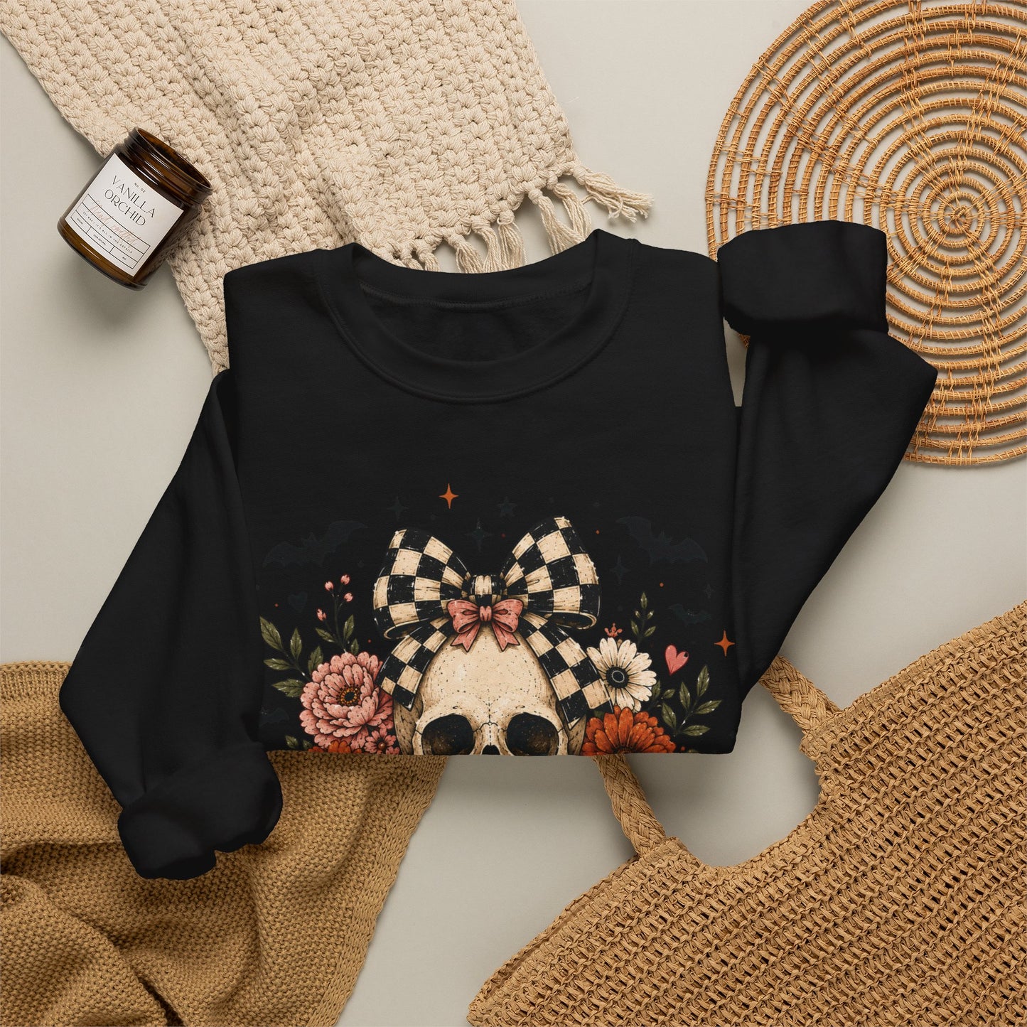 Floral Skull & Pumpkin Sweatshirt