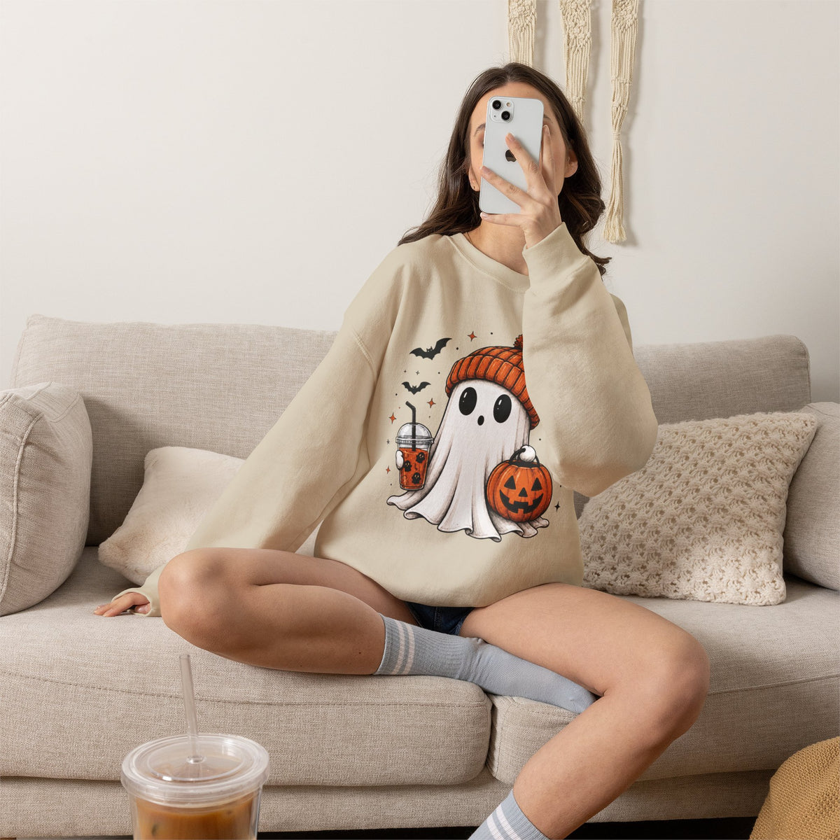 Cozy Ghost & Pumpkin Sweatshirt
