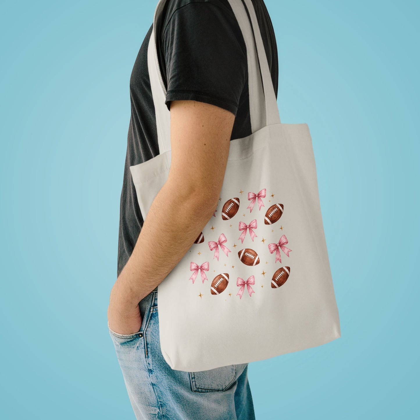 Football & Pink Bows Tote Bag