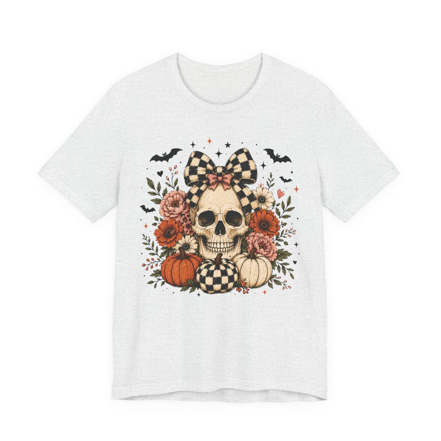 Floral Skull & Pumpkin Tee