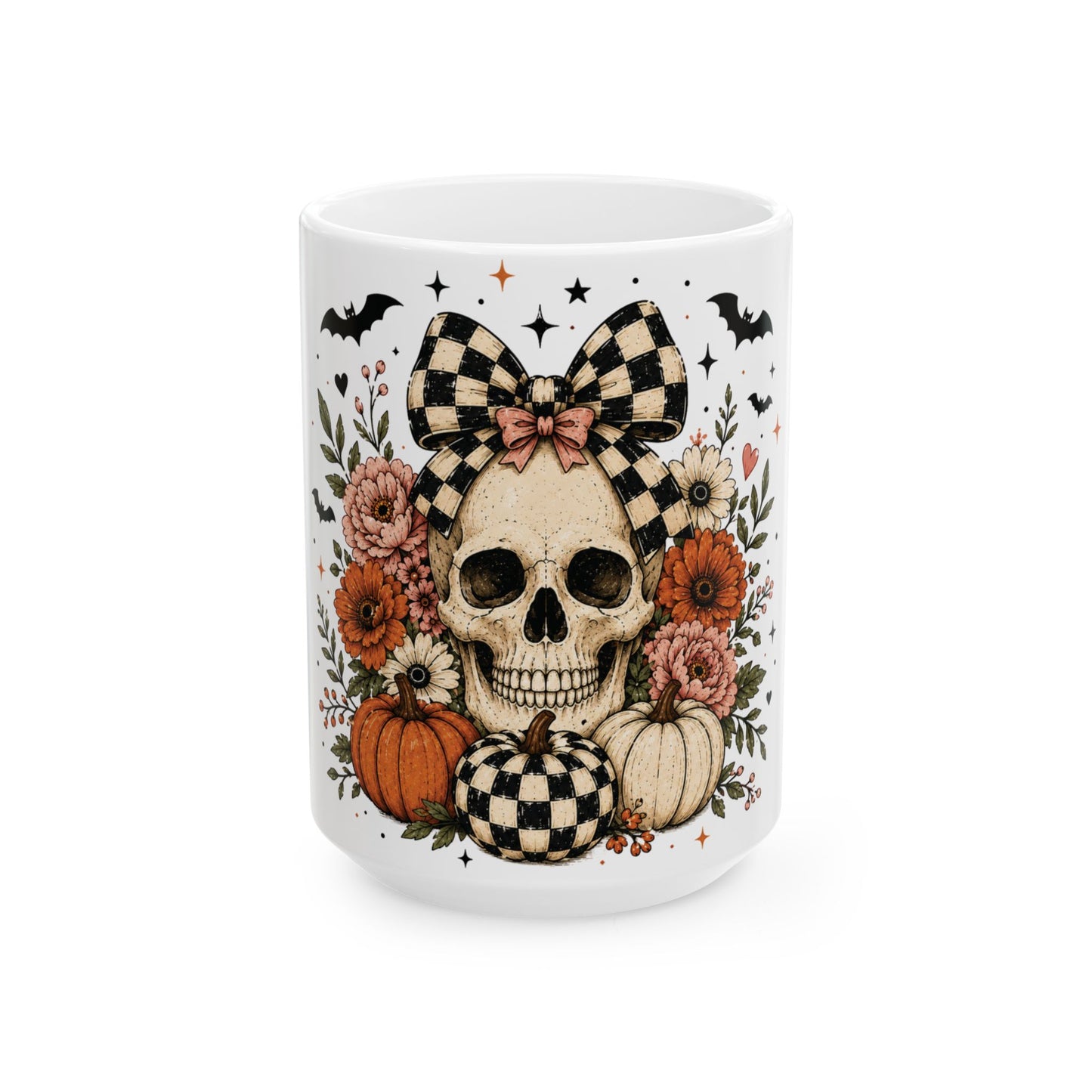Floral Skull & Pumpkin Mug
