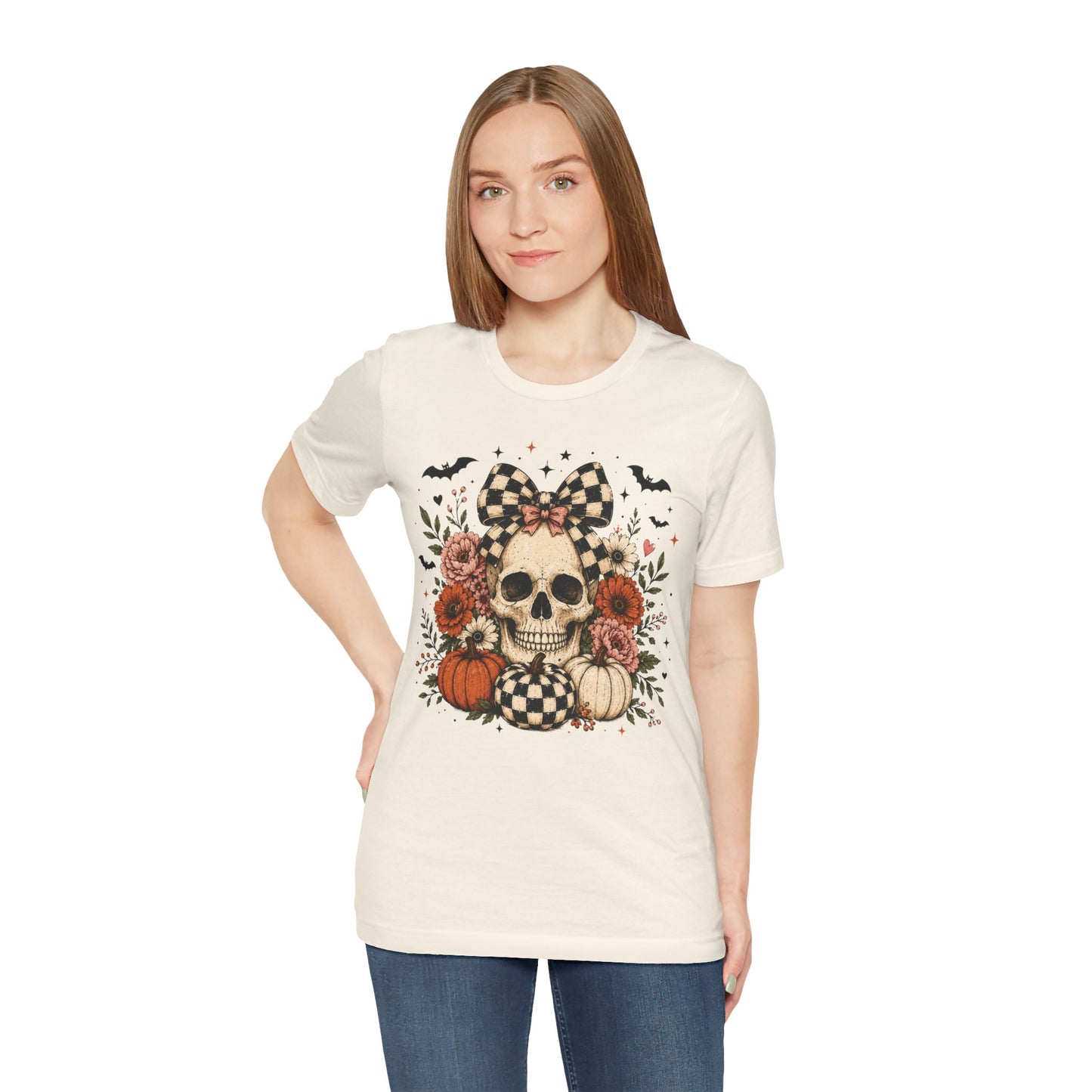 Floral Skull & Pumpkin Tee