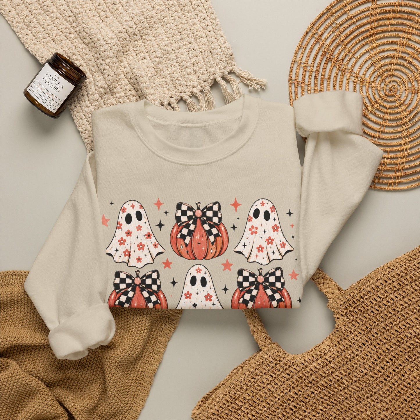 Spooky Ghost & Pumpkin Sweatshirt