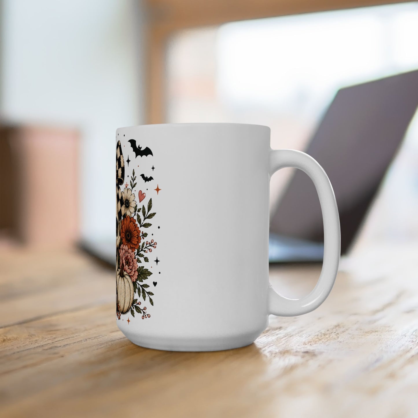 Floral Skull & Pumpkin Mug