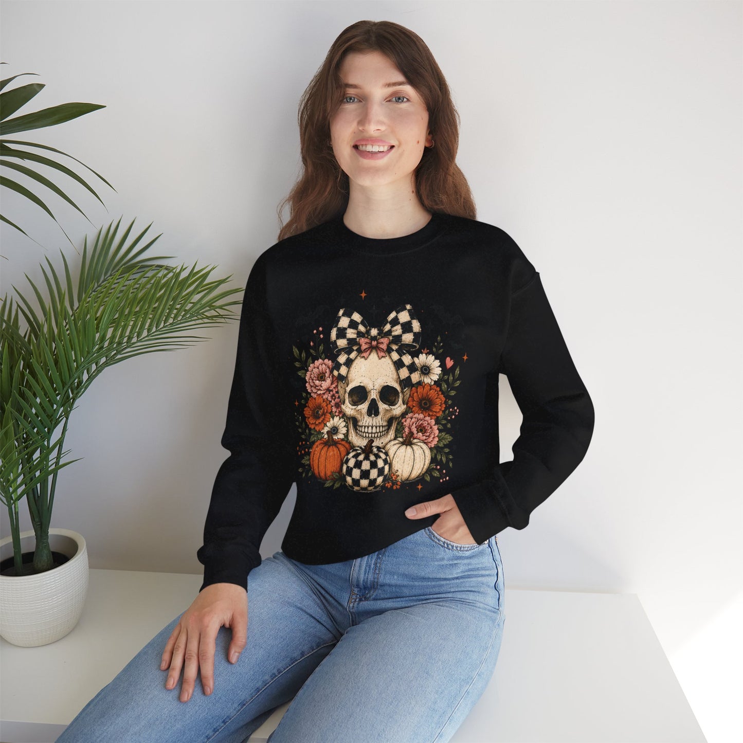 Floral Skull & Pumpkin Sweatshirt