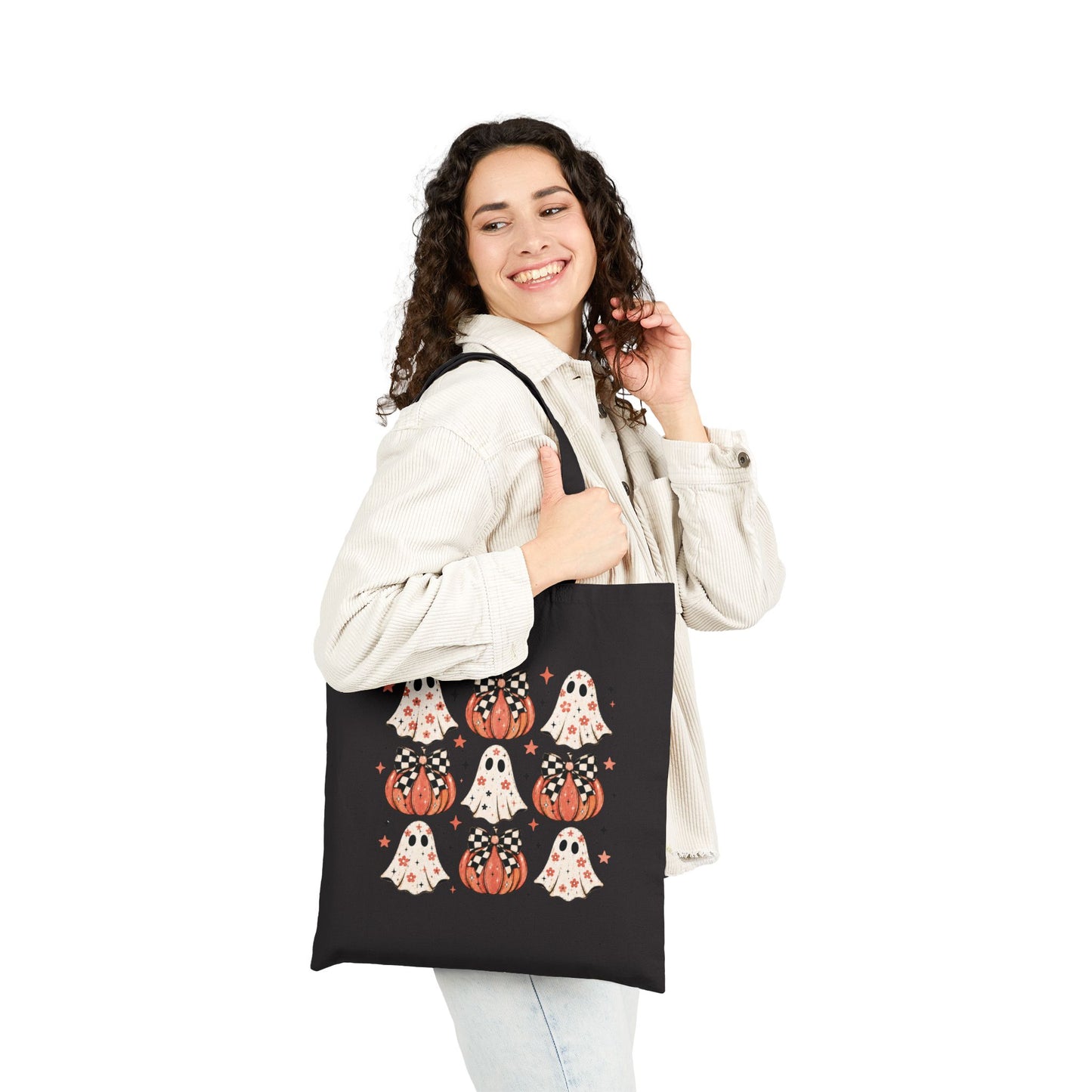 Spooky Ghost & Pumpkin Tote Bag